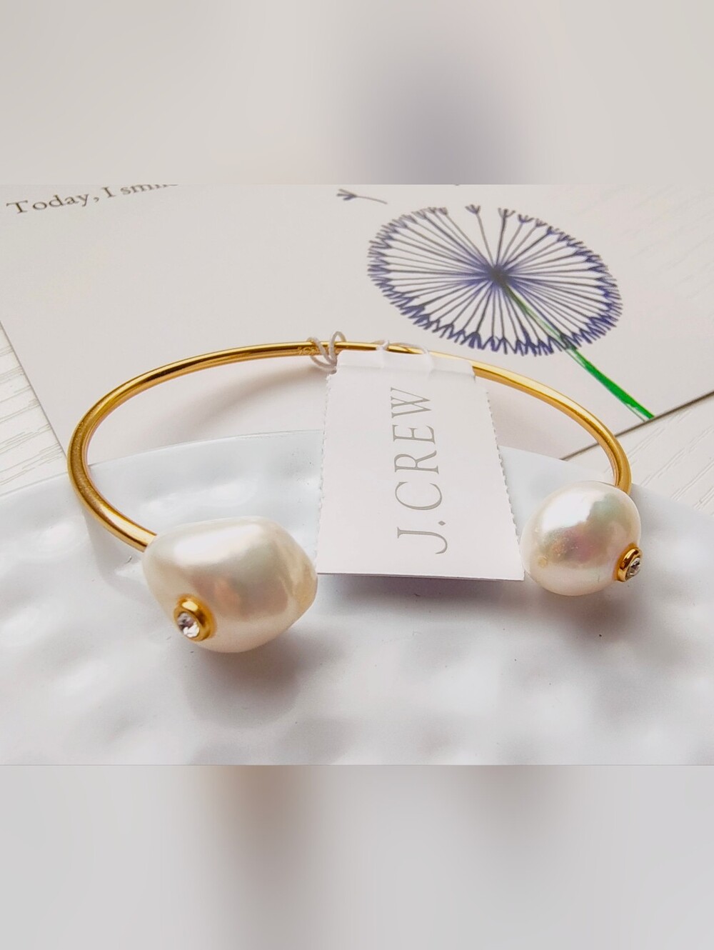 Pearl Bangle Bracelet And Cristal Accent